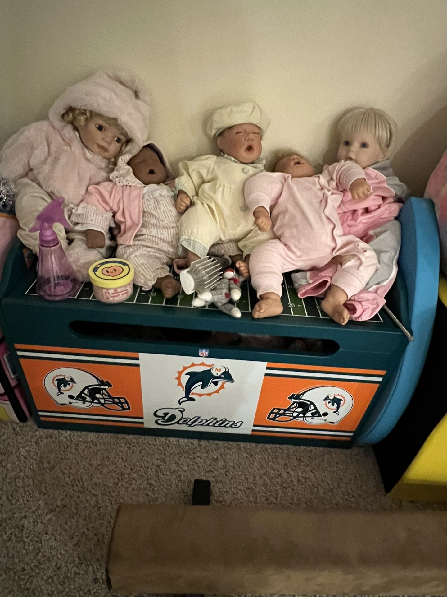 Miami Dolphins Toy Chest Box Like New
