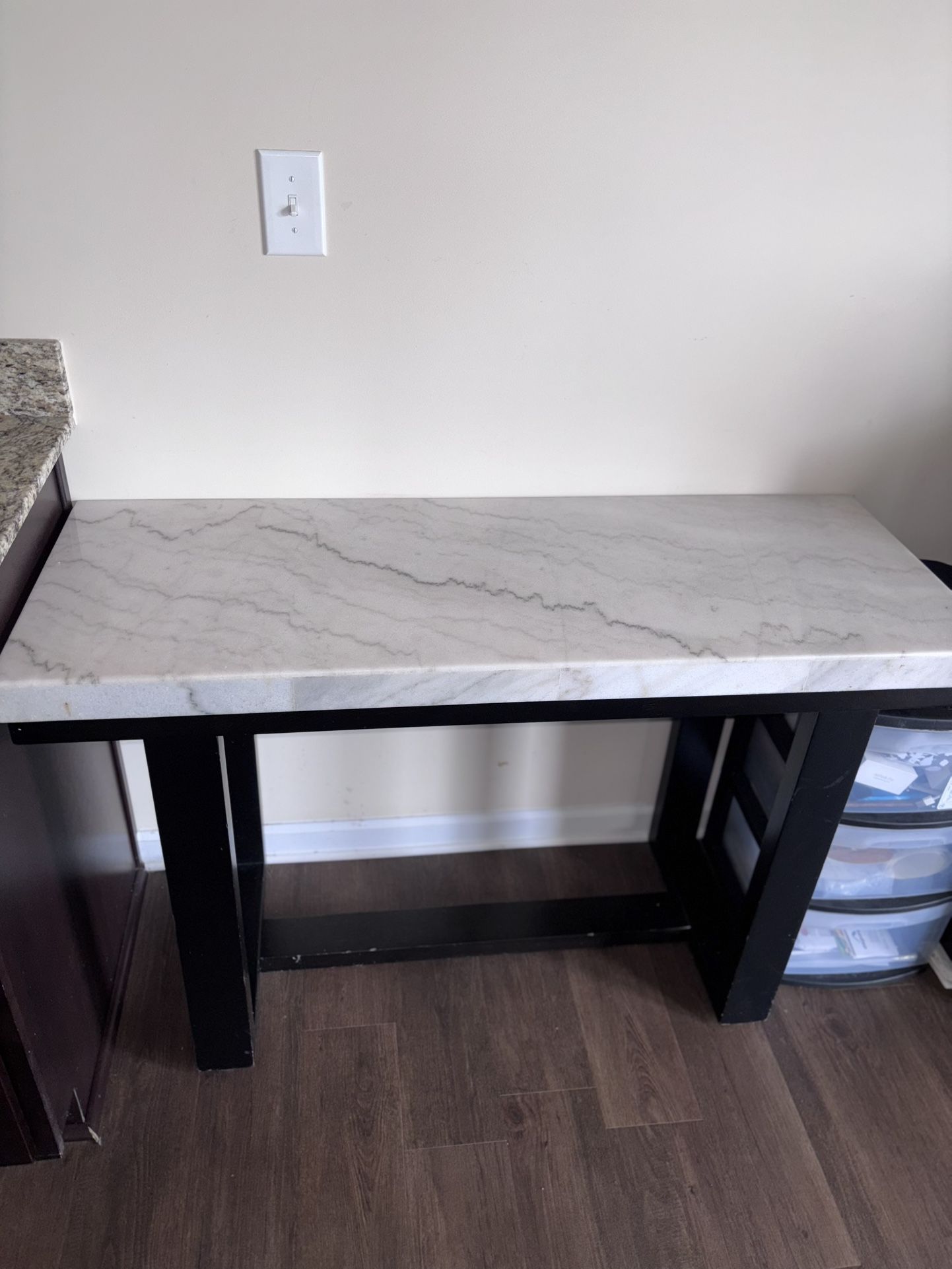 Marble top and wooden leg side table