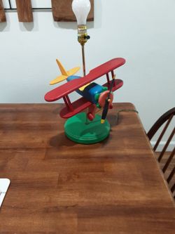Vintage Wood Airplane Lamp