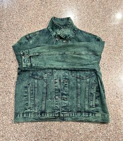 Smoke & Ash Premium Denim Acid Wash Green Denim Jacket