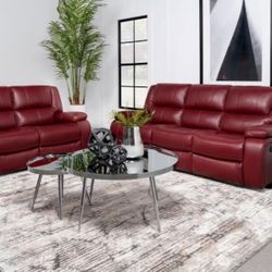 Brand New Camila - Motion Sofa And Loveseat Set - Red
