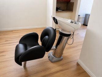 Professional Salon Shampoo Bowl Backwash Station Chair – Black & White