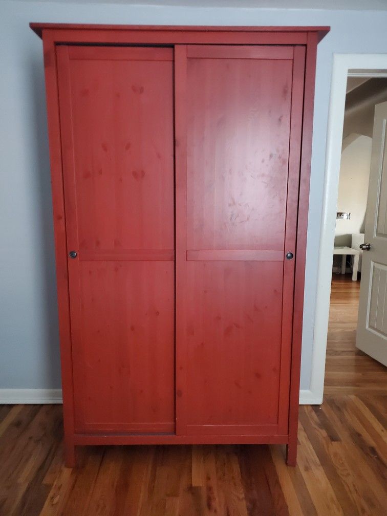 Red IKEA Hemnes Wardrobe