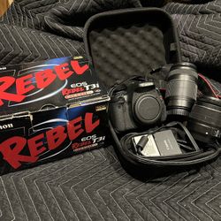 Clean Canon Rebel T3i Twin Lens Kit (18-55mm + 55-250mm IS) + Box & Bag