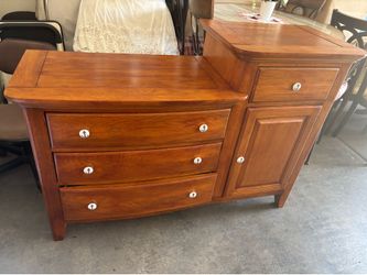 Solid Wood Dresser  by Bassett Furniture With Drawers and Shelves Excellent Condition Like New