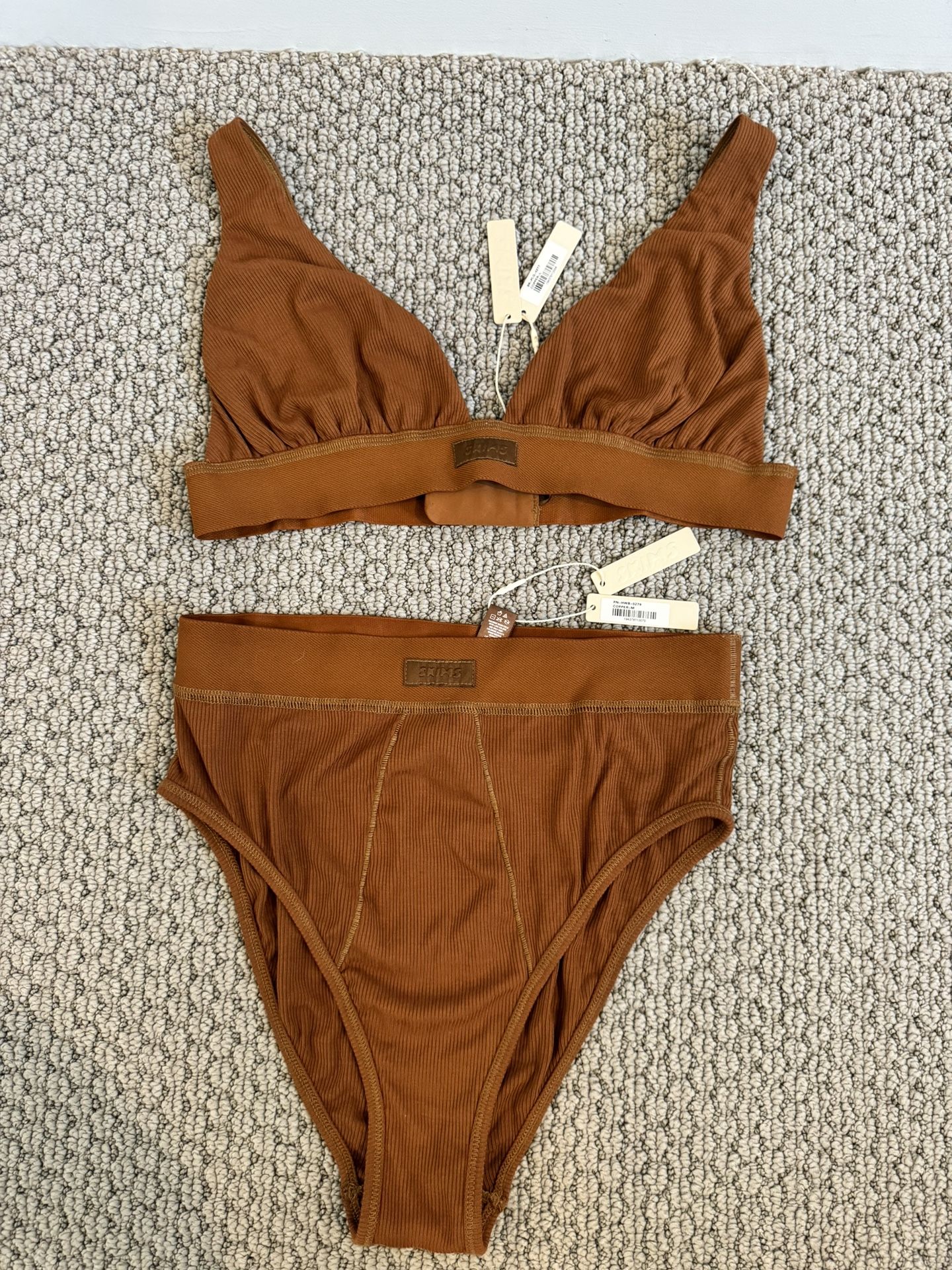 Skims Brown Ribbed Set