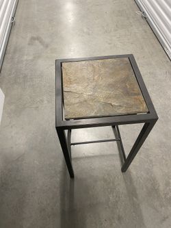 Arhaus Metal Side Table with Natural Slate Top