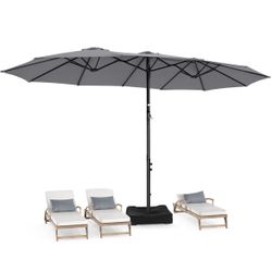 New 15 FT Double Umbrella With Base
