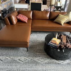 Beautiful Tan Lightly Used West elm Vegan Leather Couch