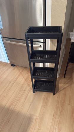 Black Plastic 4-Tier Slim Storage Shelf