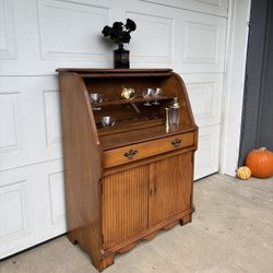 Vintage MCM Rolltop Slatted Cocktail Bar Cabinet by Lane Furniture •FREE DELIVERY•
