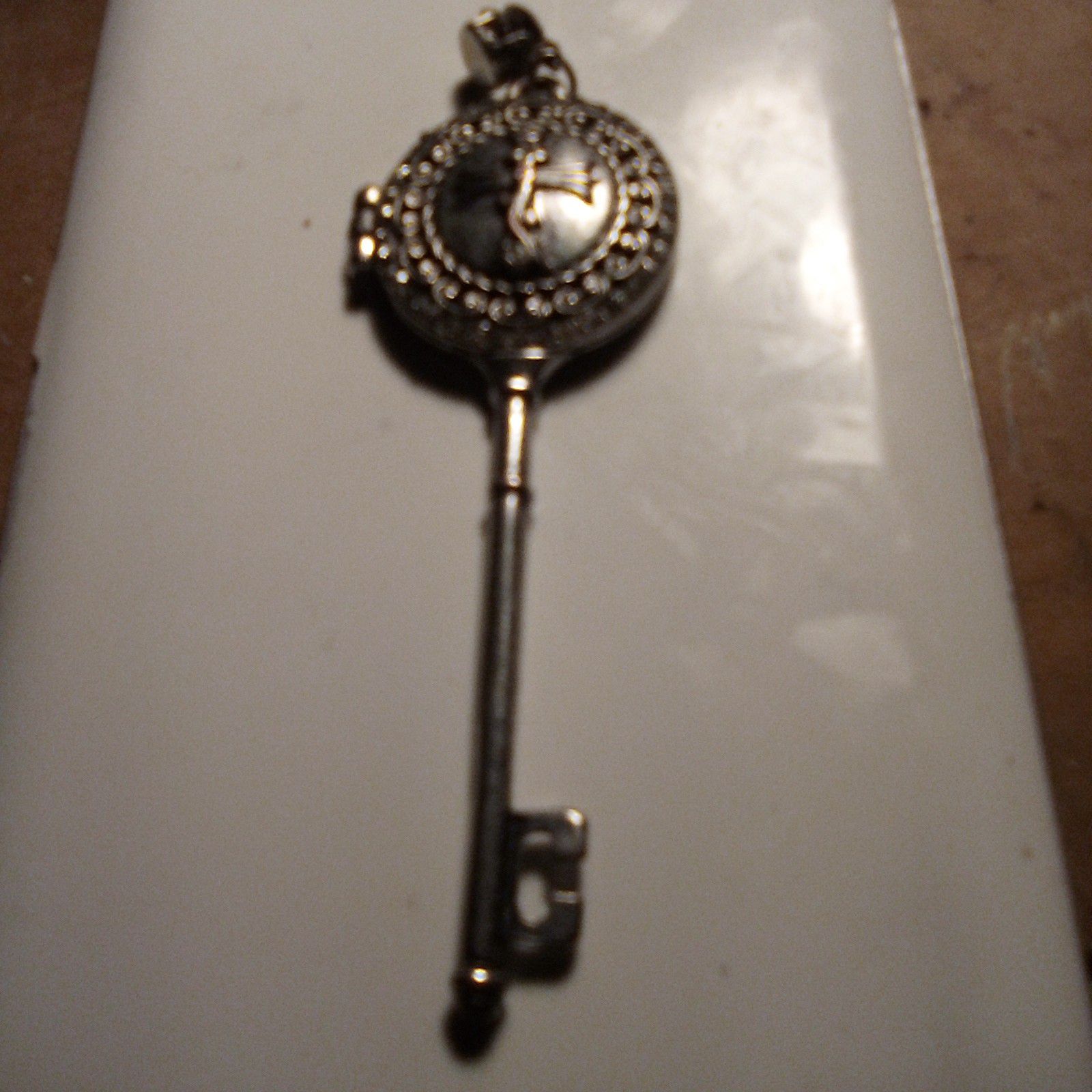 Beautiful 3" Metal Key with Cross Locket