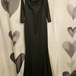 Long Black Sleek Fit & Flare dress With off The shoulder Sleeves 