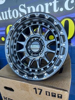 17” KMC 556 Set of 4 Wheels  - 17x8.5” Rims Size  Gunmetal Finish