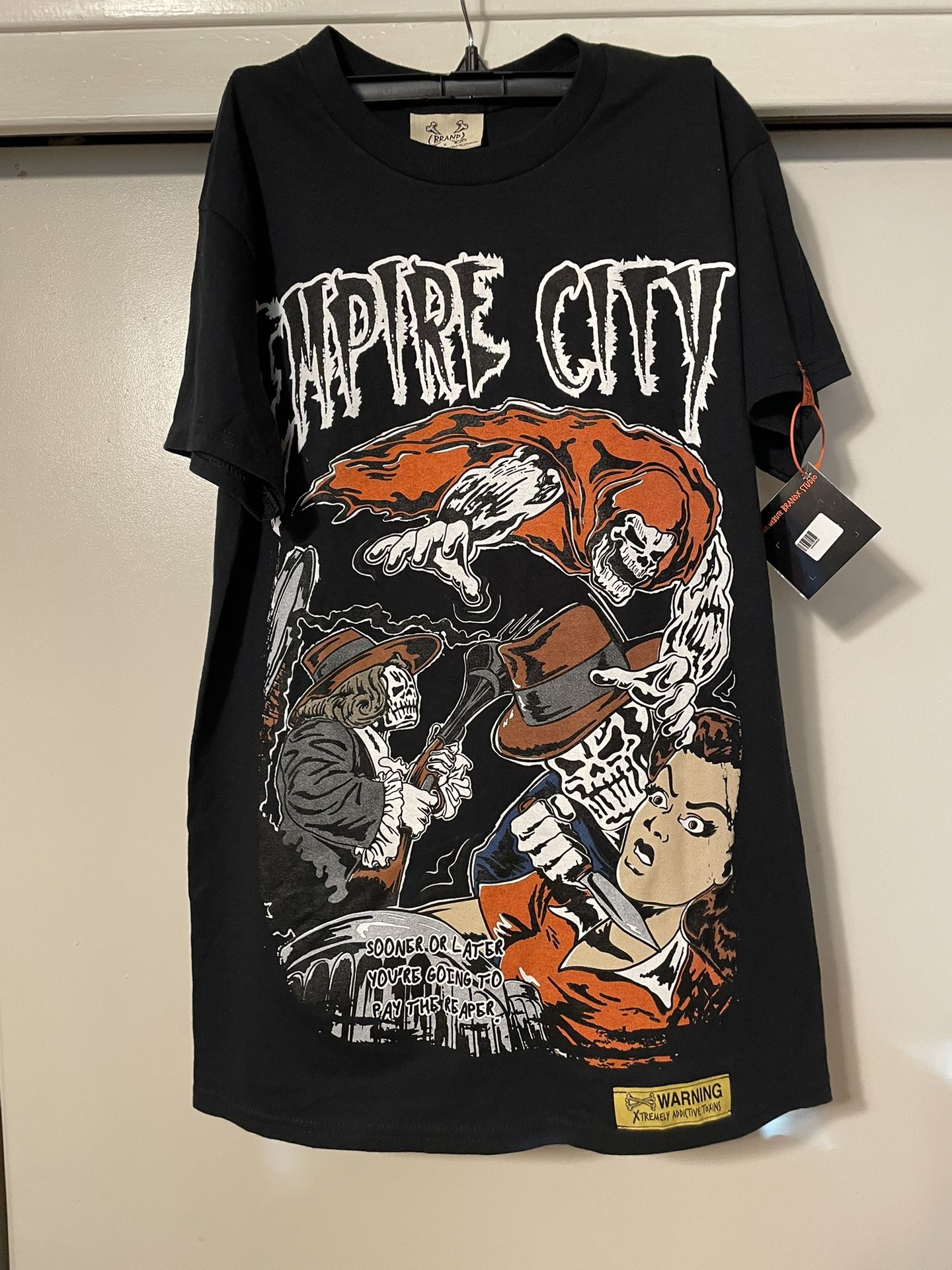 BRANDX STUDIO Black Empire City Short Sleeve Shirt Mens Size Small New