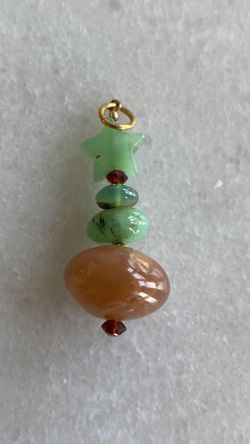 Moonstone, Healing Jade and Garnet Pendant