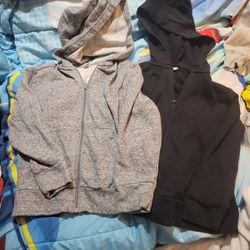 Two Medium Size 8 Zip Up Hoodies Black And Gray