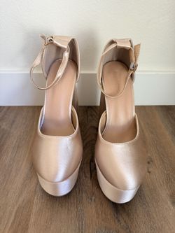 Cuccoo Champagne Satin Platform Heels