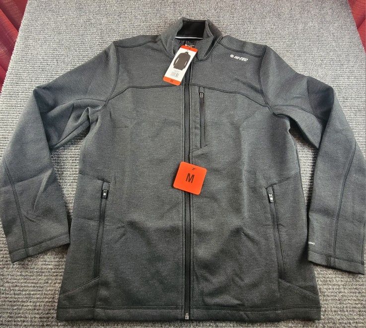 Hi-Tec Men's Medium Full Zip Jacket Charcoal Black Gray New