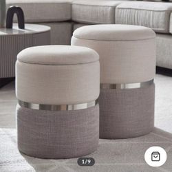 Fabric Ottoman with Storage - Set of 2