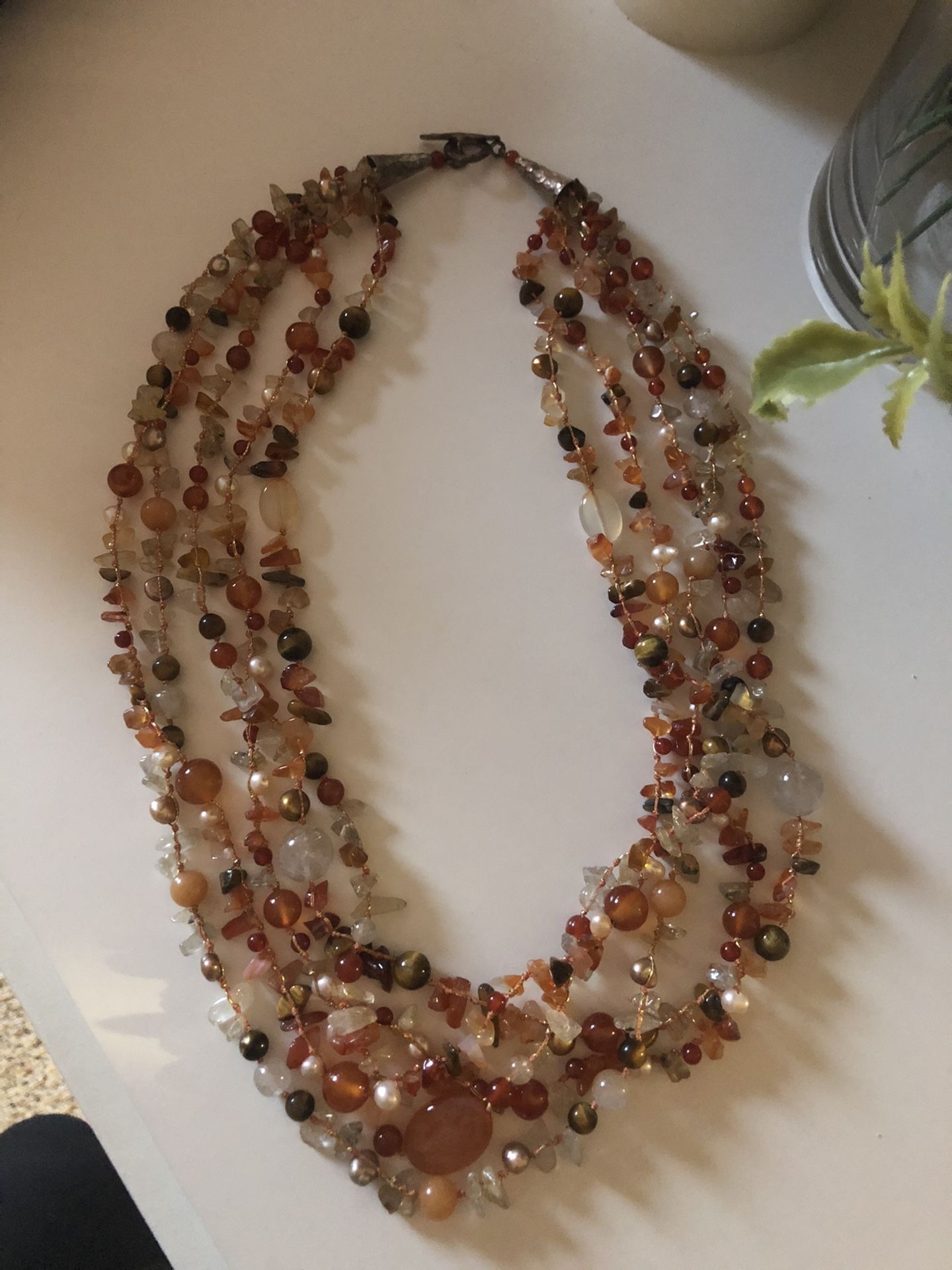 Carnelian and amber necklace