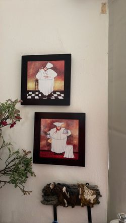 This is a framed art tile featuring the "Al Dente" chef design by artist Jennifer Garant