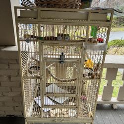 Rolling Bird Cage With Accessories 
