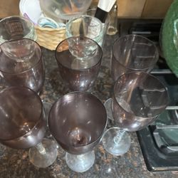 Set Of 6 Purple Wine Glasses