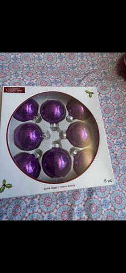Purple Glass Christmas Ornaments (Set Of 8)