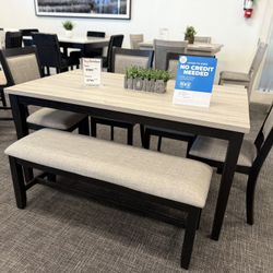 6pc Dining Table + Bench Set - Free Delivery 