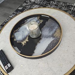 Gorgeous Black And Metallic Gold Decorative Tray Perfect For Your Coffee Table Brand New Bought For 40 Dollars From Home Goods Good Quality 