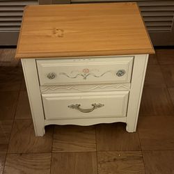 White Night Stand With Floral Pattern