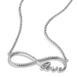 NEW Simple Love Silver Plated Necklace Pendant Cubic Zircon Women Jewelry