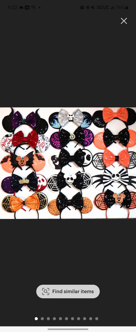 Halloween Jack Minnie Mouse Ears, Cosplay villans evil queen Mickey Minnie ears, nightmare before Christmas ears.  Halloween boy Mickey Ears