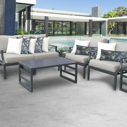 New! Aluminum outdoor patio furniture loveseat club chair set