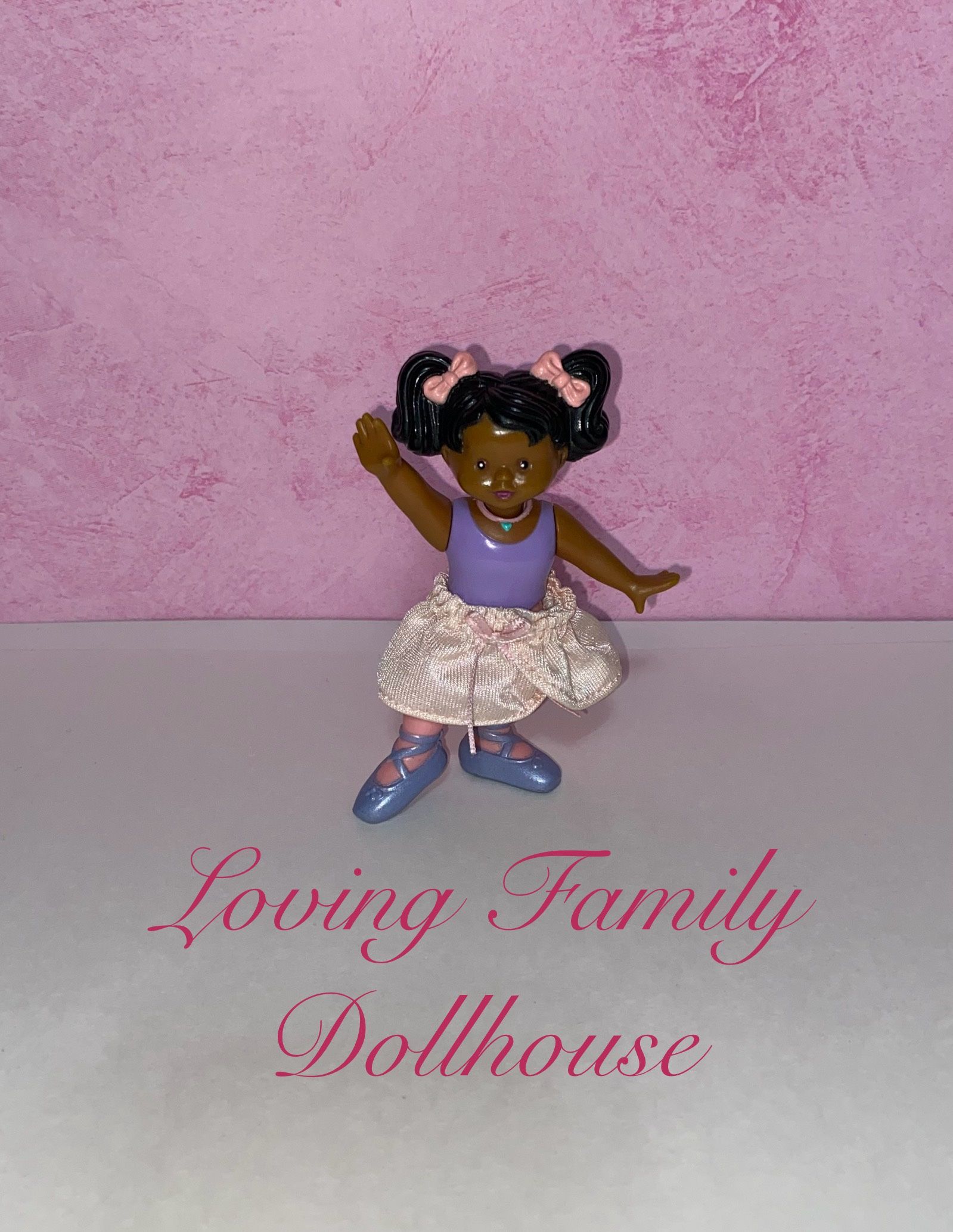 Vintage Fisher Price Loving Family Dream Dollhouse African American Ballerina Girl Doll with Skirt