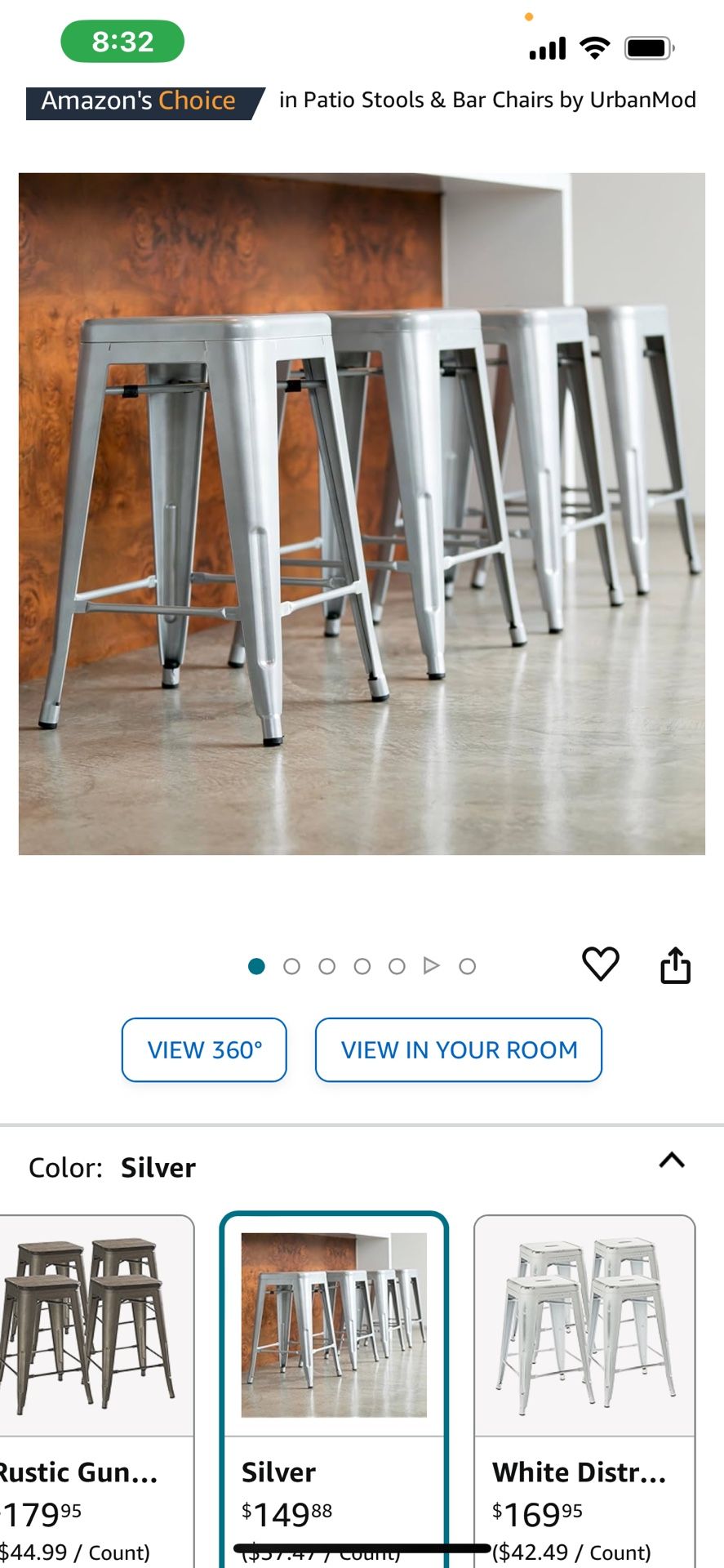 4 Amazon Stools 24 Inches High Steel Gray