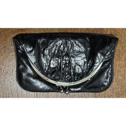 Hobo International Black Patent Leather Folding Clutch Purse