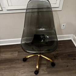 Urban Lifestyle Acrylic Rolling Chair, Black 21D x 19W x 34H Inch