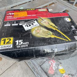 Huskey 100 ft. 12/3 Heavy Duty Indoor/Outdoor Extension Cord with Lighted End