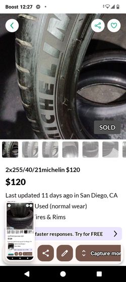 2x255/40/21michelin $80