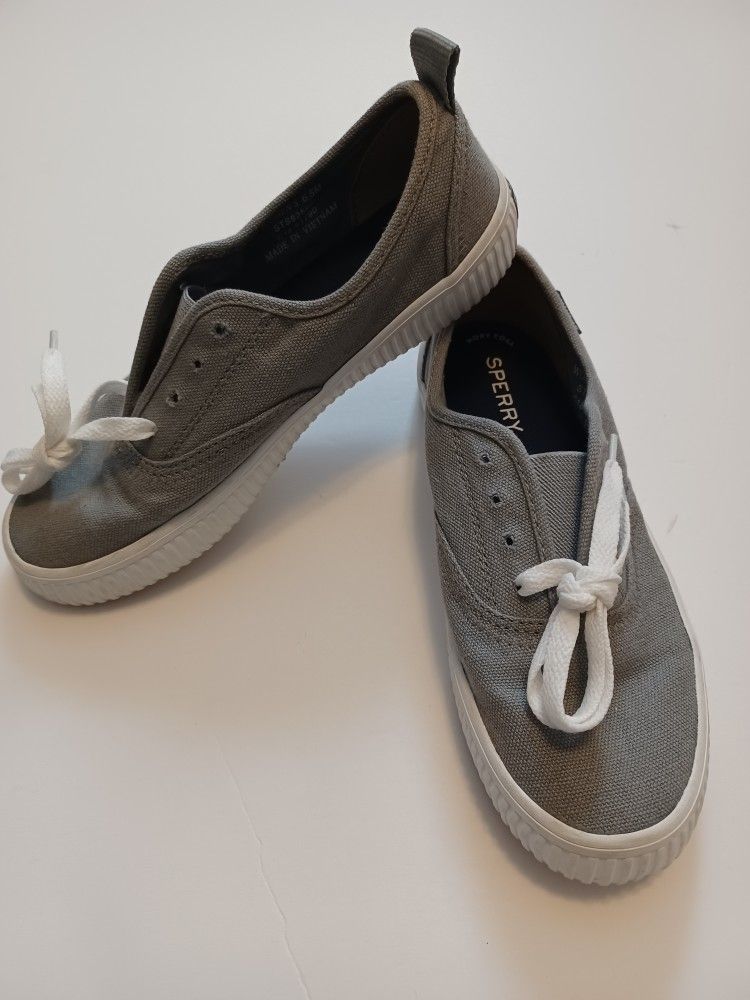 Canvas Grey Sperry Shoes Size 6.5