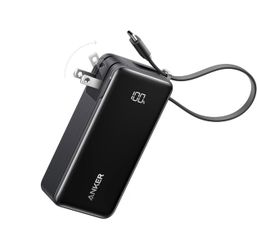 Anker Nano 3-in-1 Portable Charger,10,000mAh 30W Travel Power Bank Battery Pack with Built-In USB-C Cable and Foldable Wall Plug, for iPhone 17 / 16 /