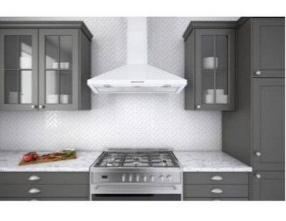 Ancona 36 in. 450 CFM Convertible Wall Mounted Pyramid Range Hood in White