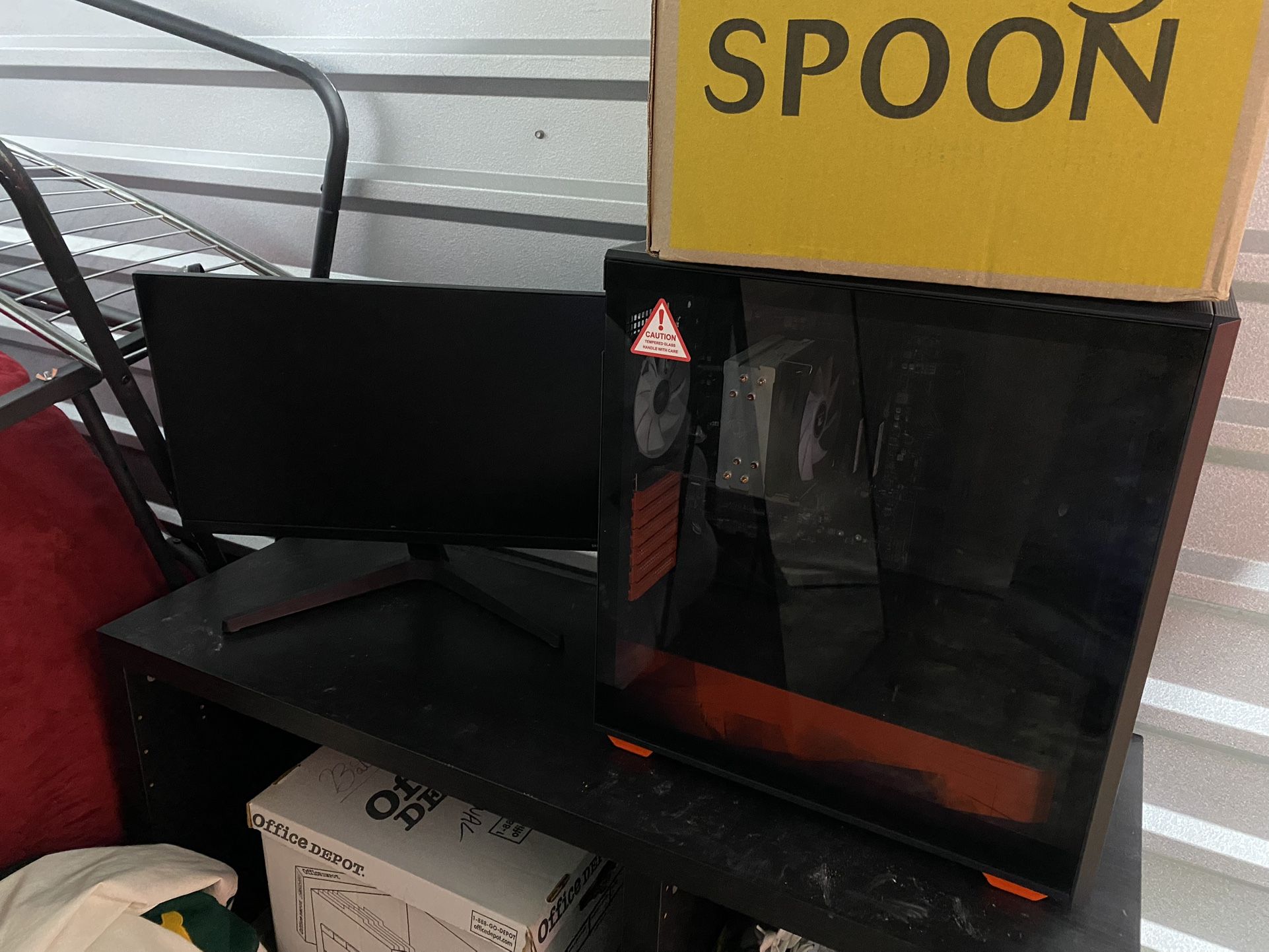 Pc Set Up With Desk And Monitor