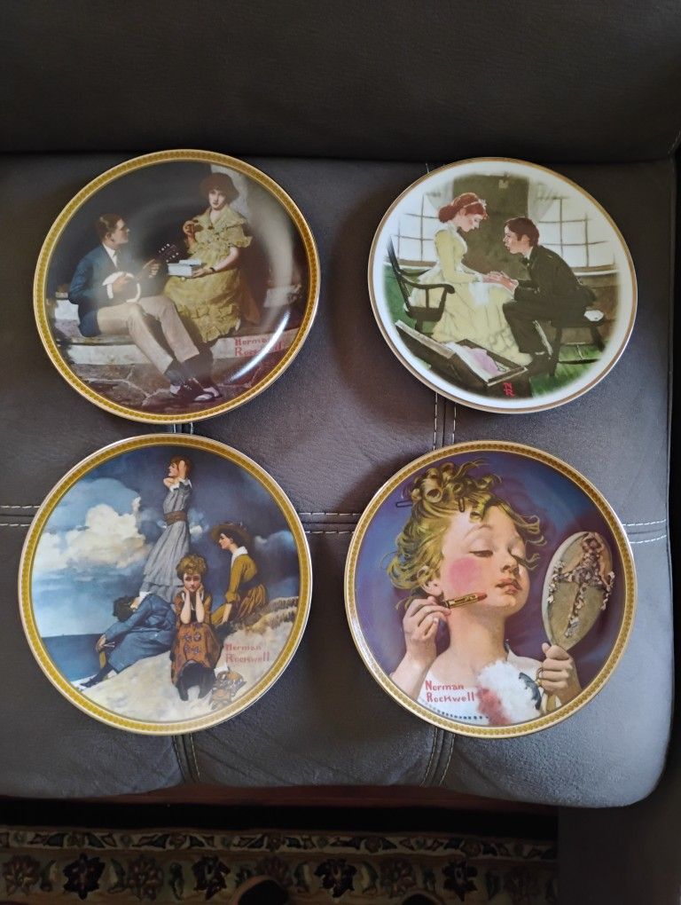Norman Rockwell Collectible Plates 4‑Plate Set Bundle Deal!