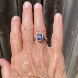 Tanzanite & Diamond Halo Ring