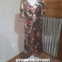New Adrianna Papell  Floral Metallic Cocktail Party Dress 