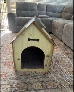RYPetmia Wooden Indoor & Outdoor Dog House, Small/Medium, Maple
