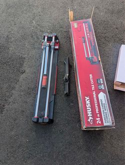 Husky 24 in. Tile Cutter with Tungsten Carbide Blade and Adjustable Gauge – Open Box